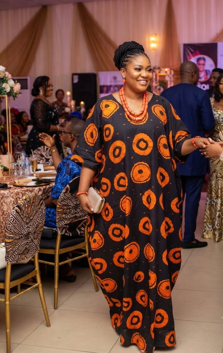 Stunning Black and Orange Adire Kaftan Dress — Fashion — for sale in Lagos