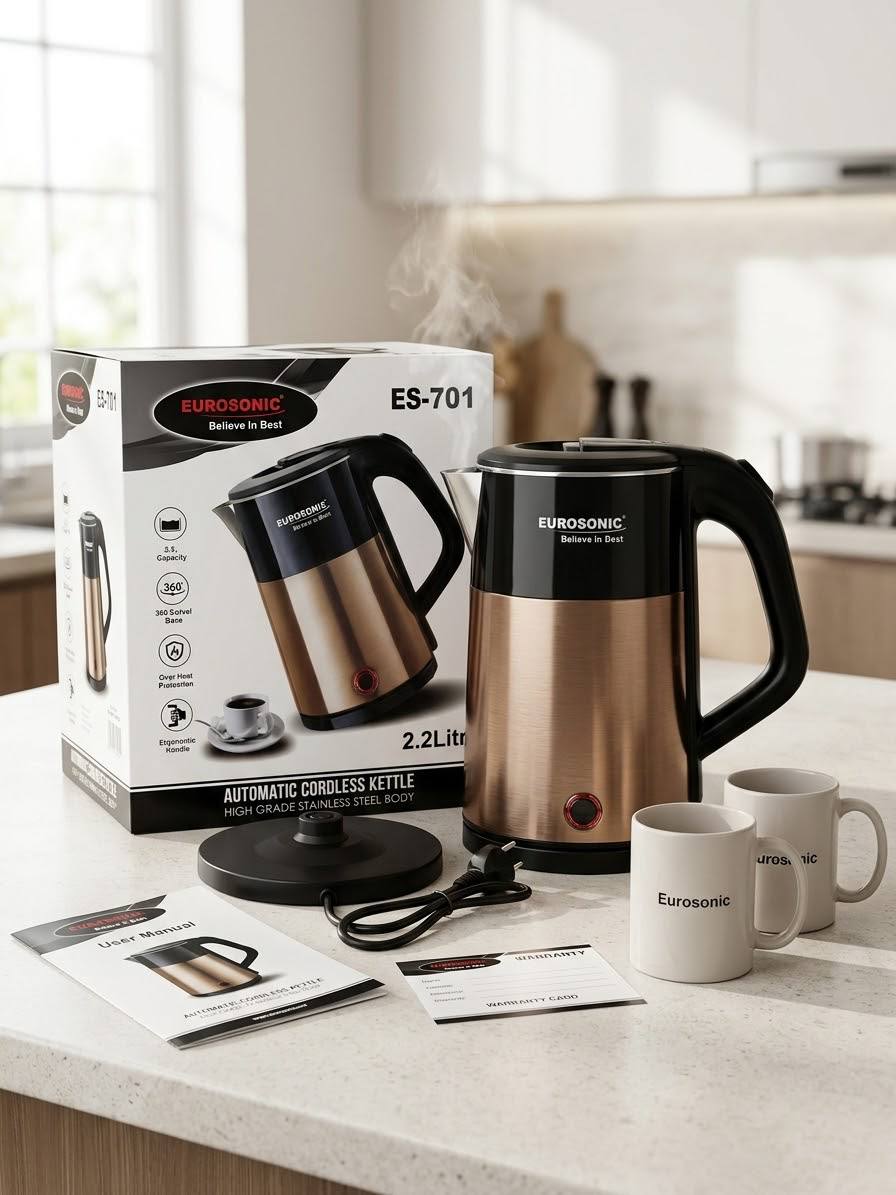 Eurosonic ES-701 Automatic Cordless Kettle 2.2L — Home & Kitchen — for sale in Oyo