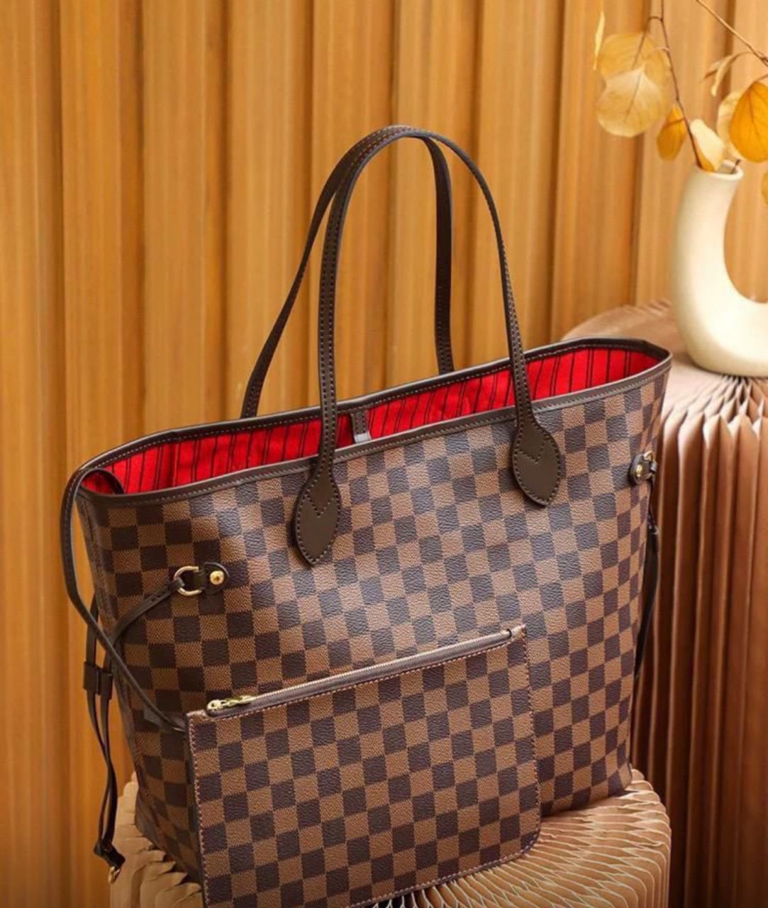 LV Style Neverfull Tote Bag with Matching Pouch — Fashion — for sale in Ogun