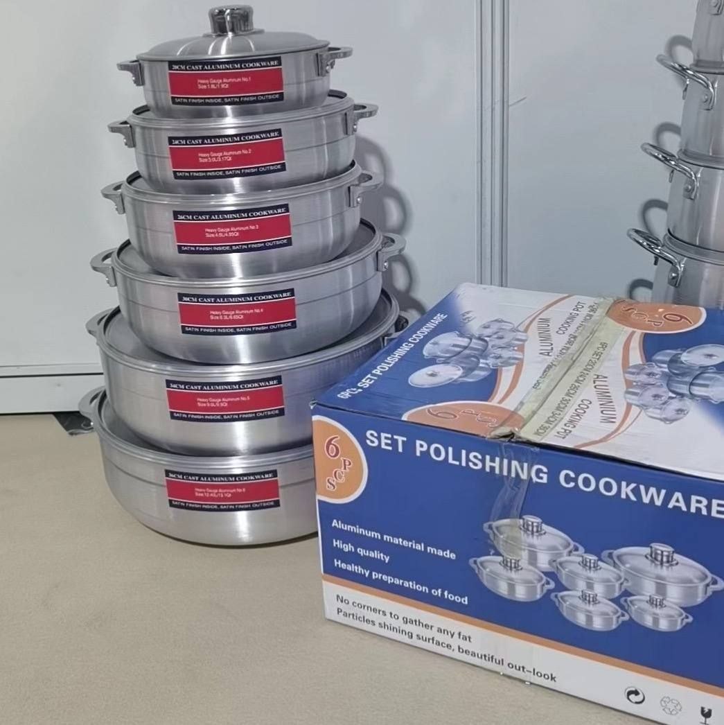 6-Piece Set Polishing Aluminum Cookware
