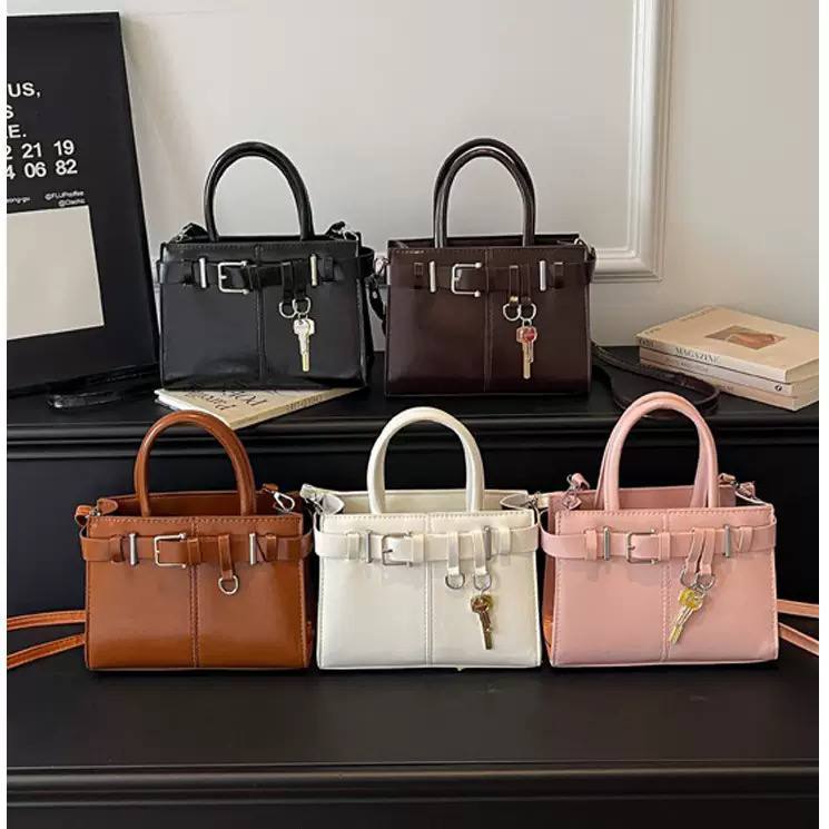 Chic Mini Tote Handbag with Lock Detail