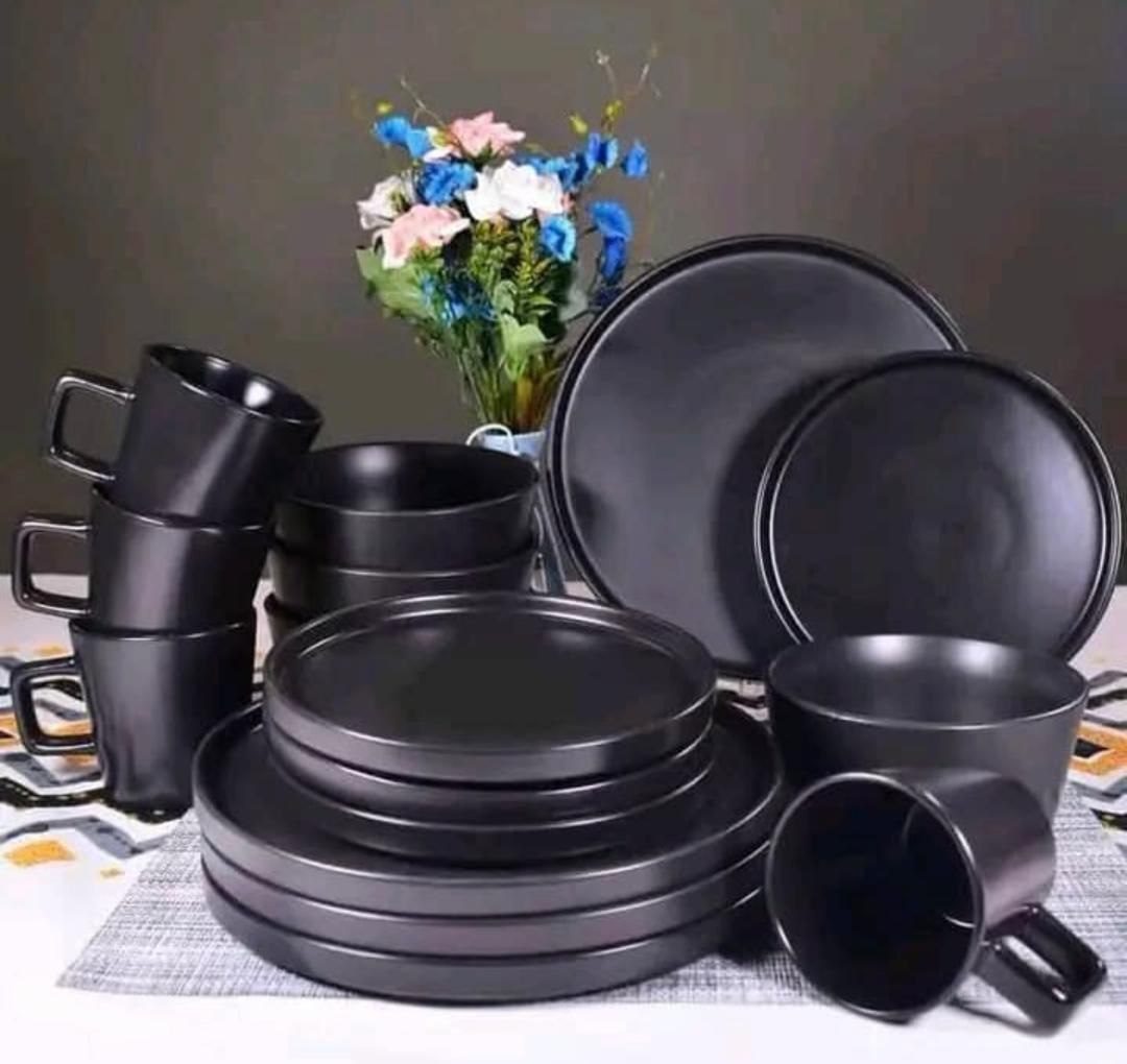 Matte Black Dinnerware Set - 16 Pieces Ceramic — Kitchen & Dining — for sale in Oyo
