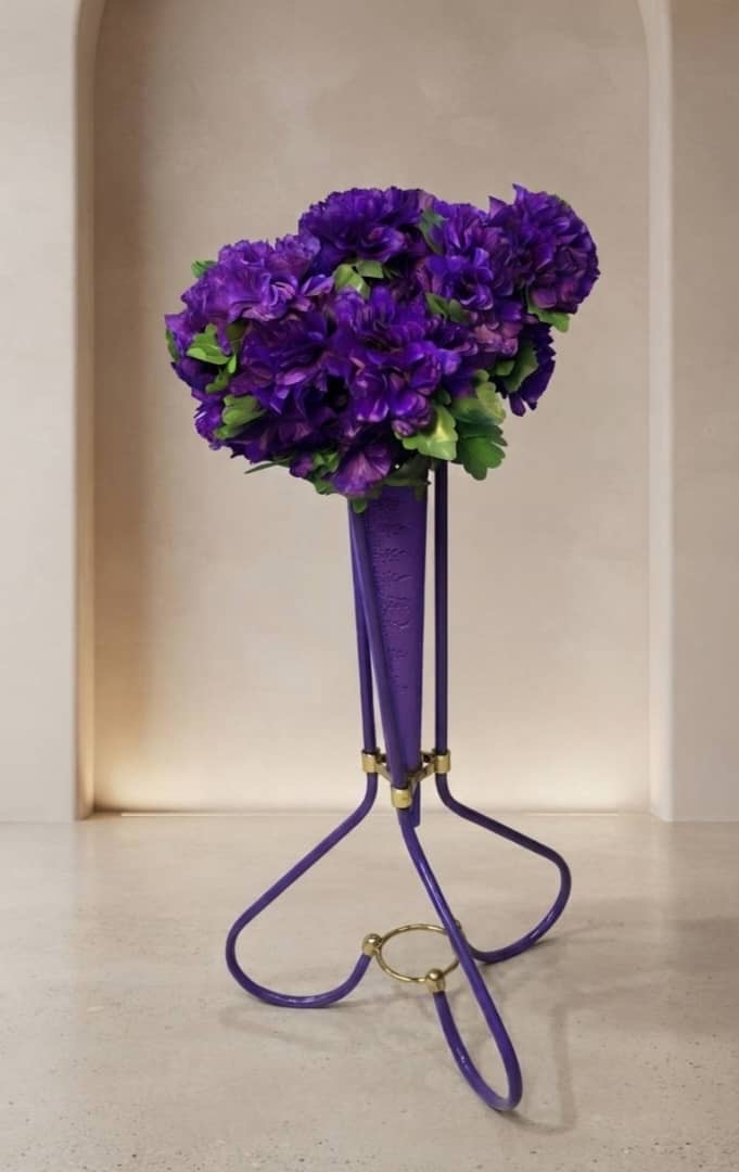 Purple Artificial Flower Arrangement in Metal Stand — Home & Kitchen — for sale in Oyo