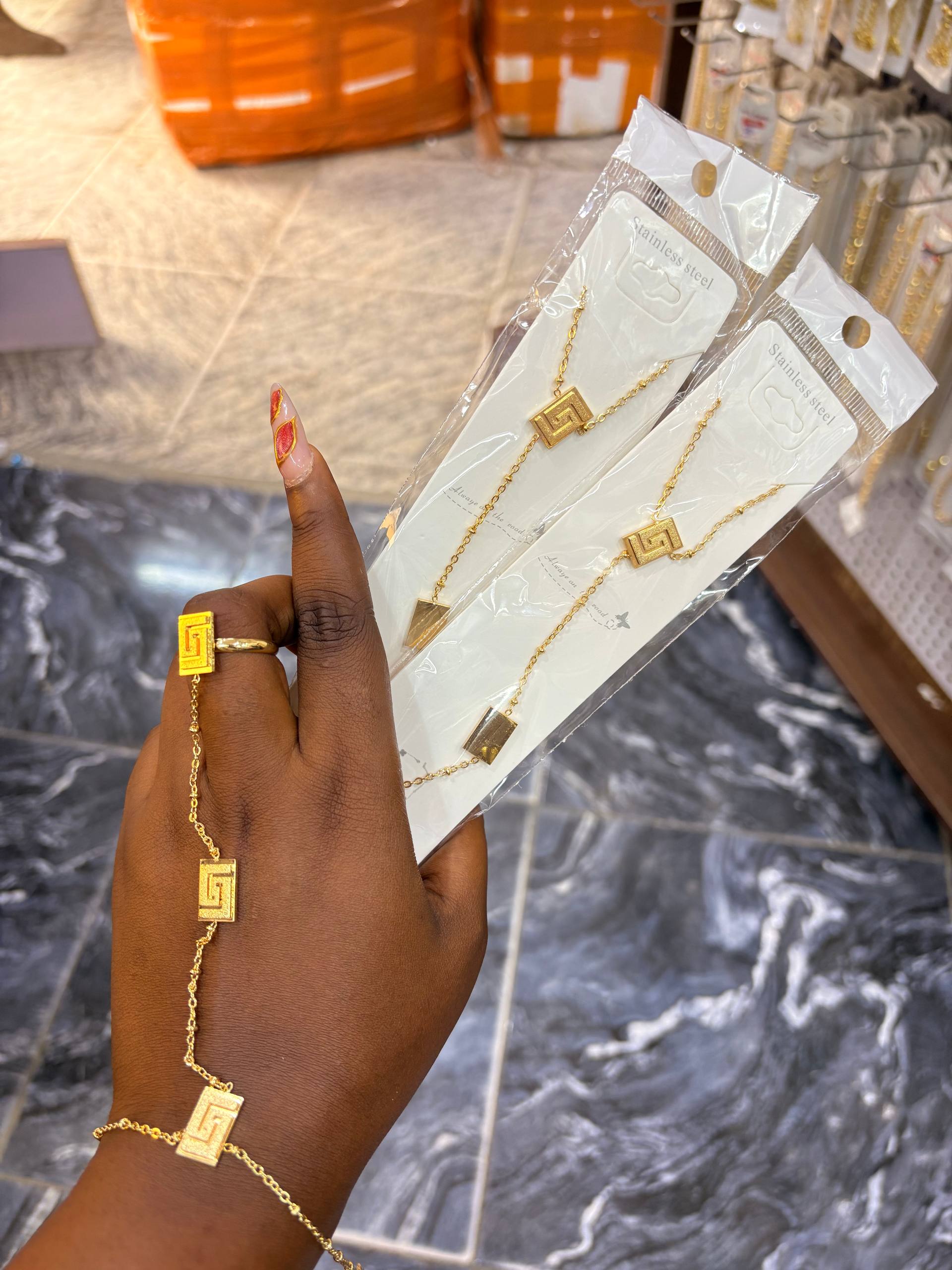Gold-Plated Stainless Steel Hand Chain Bracelet — Fashion — for sale in Lagos