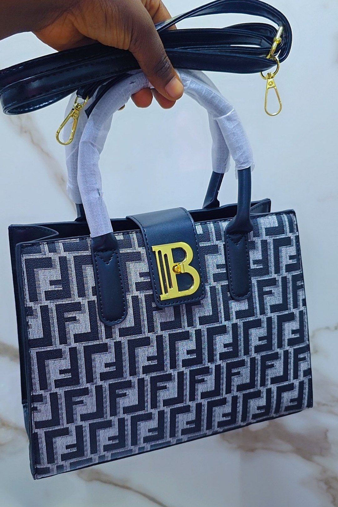 Stylish Monogram Handbag with Adjustable Strap