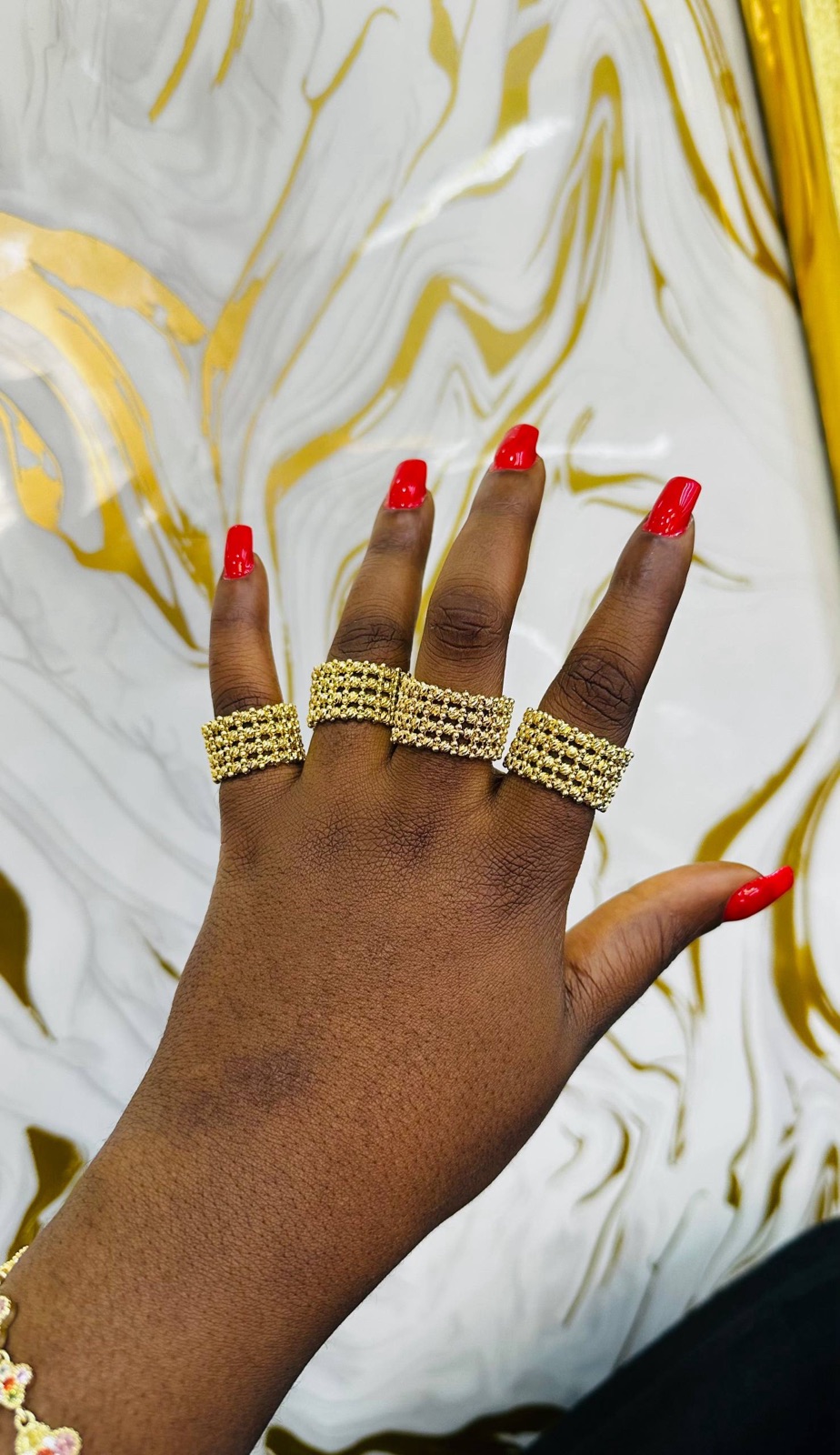 Gold Beaded Rings - Set of 4