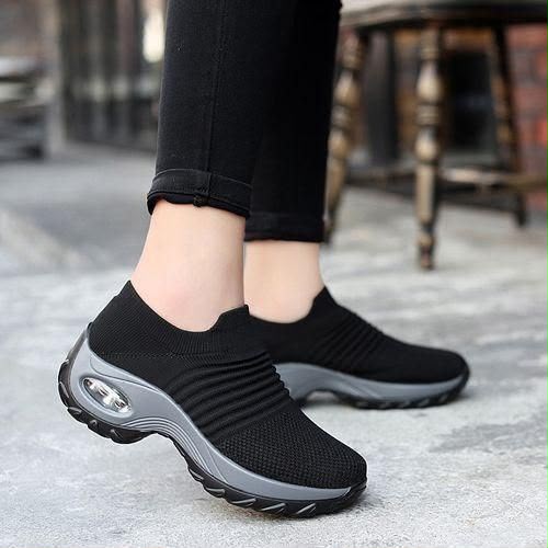 Women's Black Breathable Slip-On Sneakers