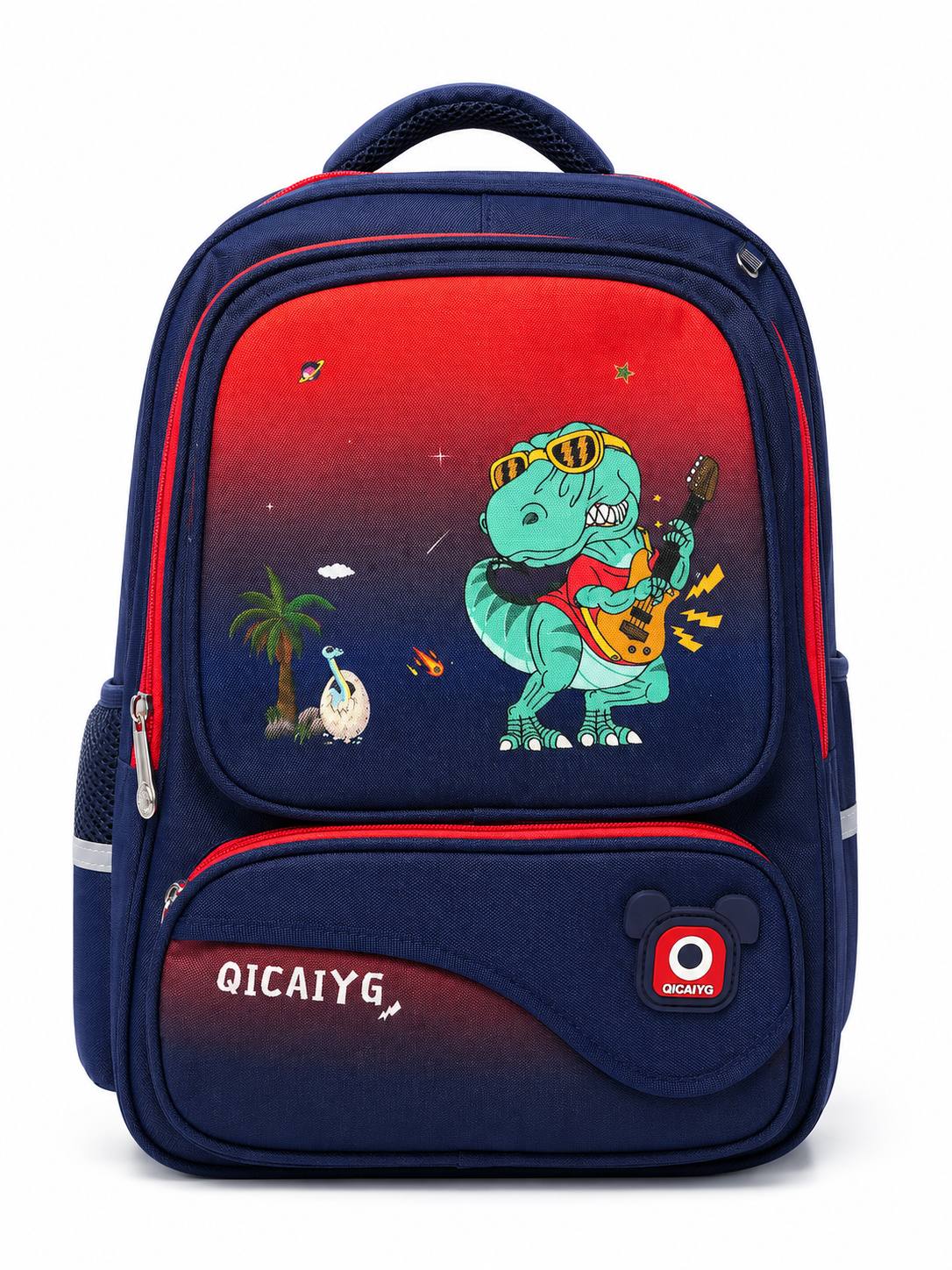 QICAIYG Dinosaur Rock Star Kids School Backpack