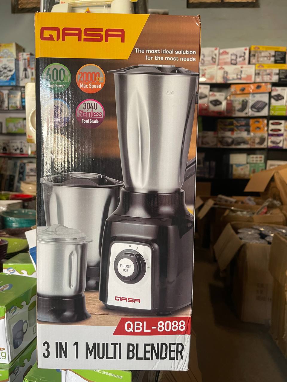 QASA QBL-8088 3-in-1 Multi Blender, 600W Stainless Steel — Appliances — for sale in Oyo