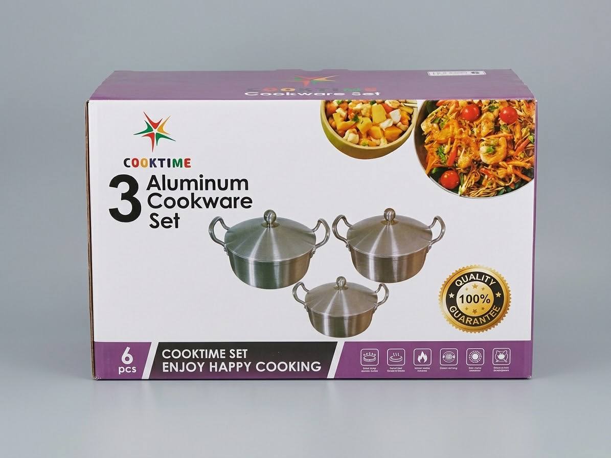 Cooktime 3-Piece Aluminum Cookware Set (6 pcs total) — Home & Kitchen — for sale in Oyo