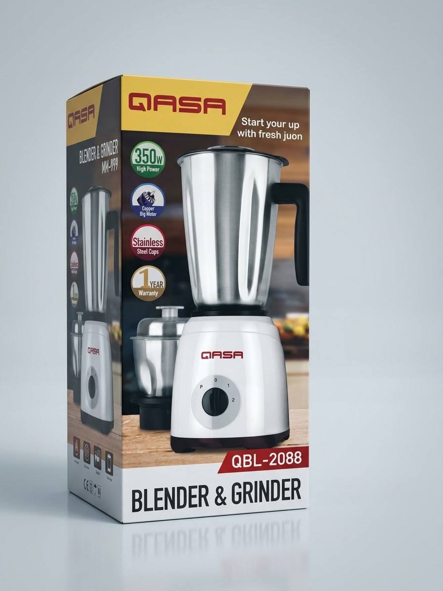 QASA Blender & Grinder QBL-2088, 350W, Stainless Steel Cups — Appliances — for sale in Oyo
