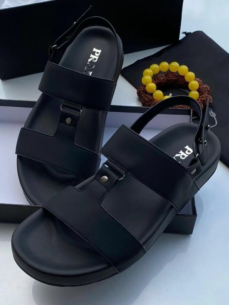 Prada black leather sandals