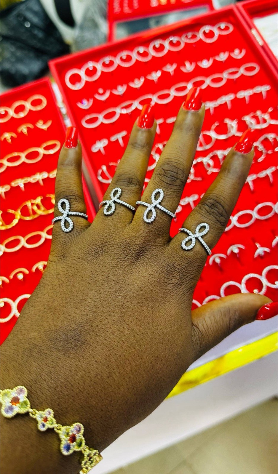Stylish Silver-Tone Fashion Rings with Sparkling Stones