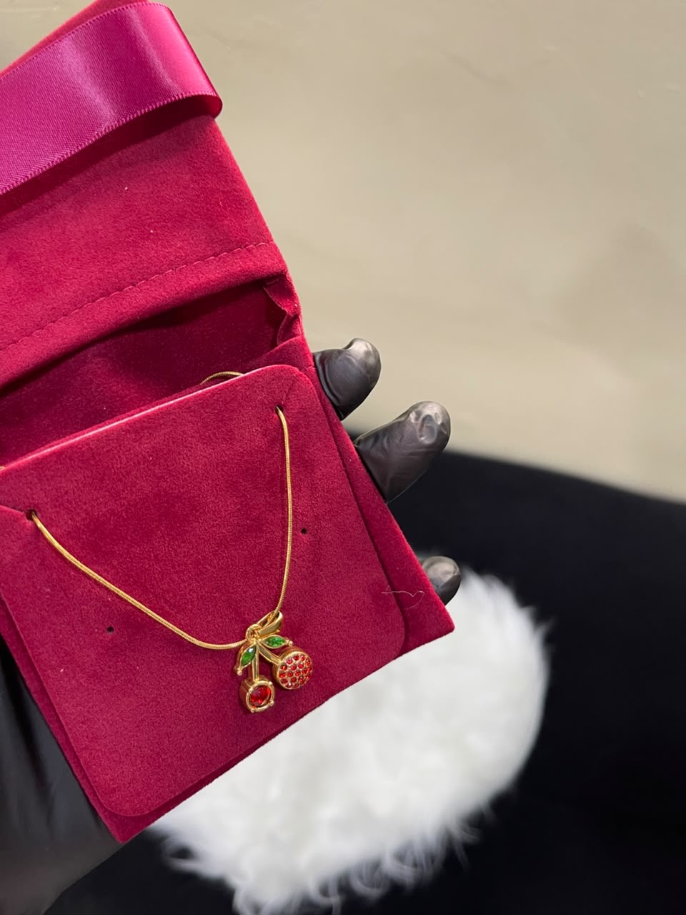 Chic Gold Cherry Pendant Necklace