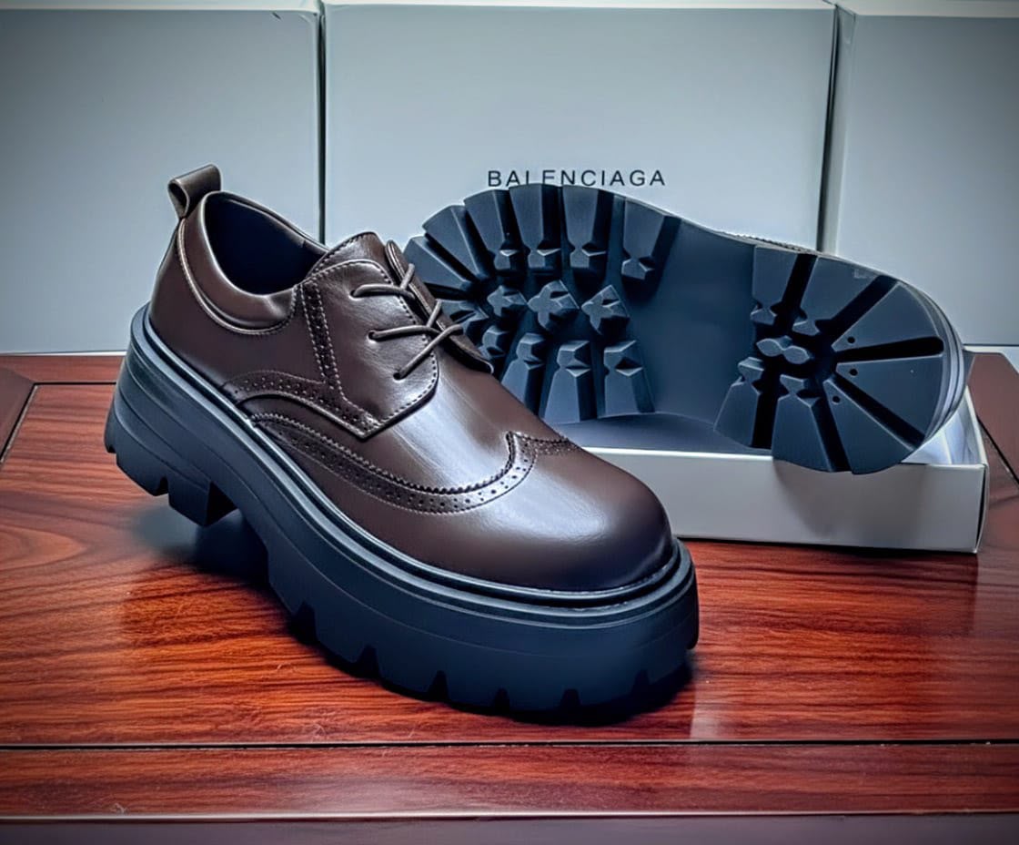 Balenciaga Brown Platform Derby Shoes