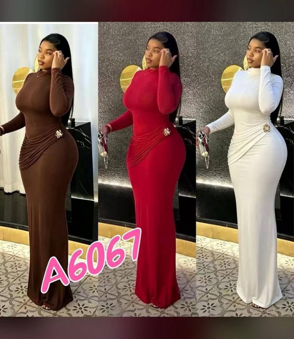 Elegant Bodycon Maxi Dress - Brown, Red, or White