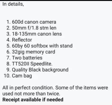 Canon 600D, Lens, speedlite etc — Phones & Accessories — for sale in Lagos