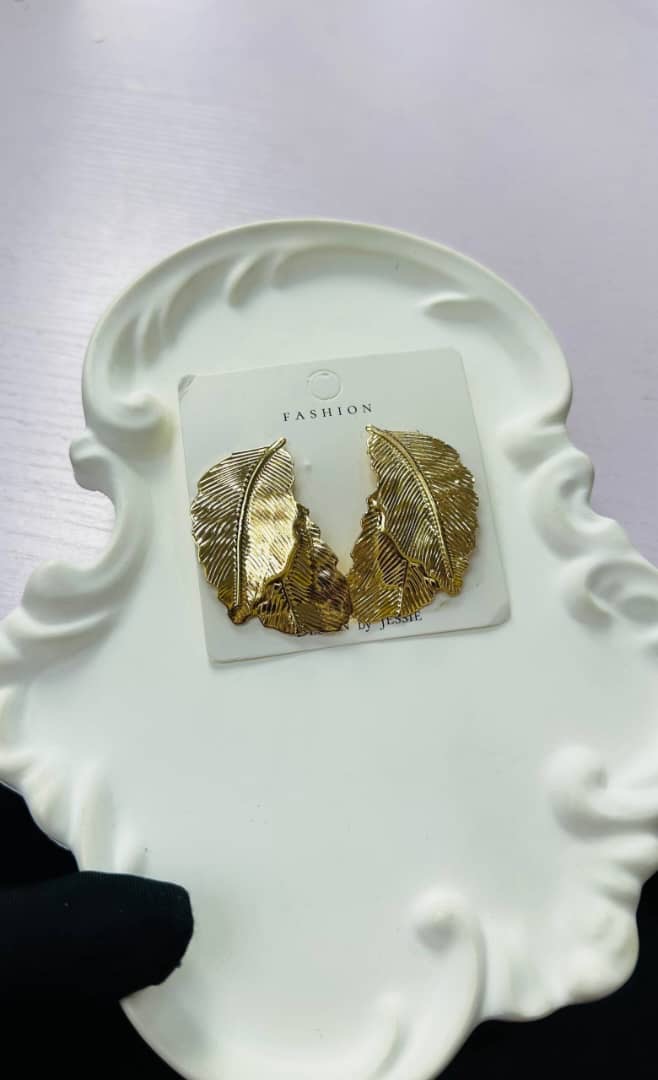Fashion by Jessie Gold Feather Earrings — Fashion — for sale in Lagos