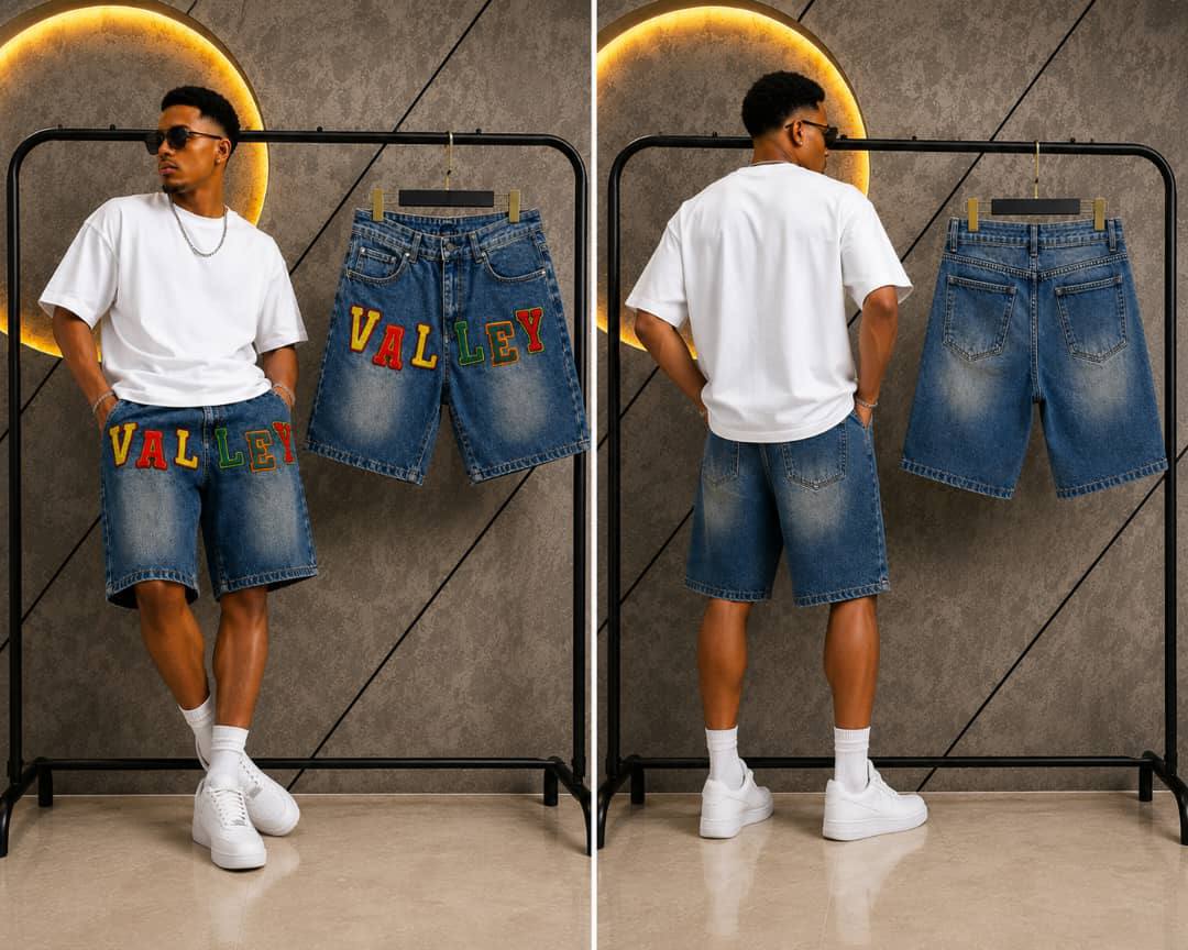 Unisex 'VALLEY' Denim Shorts - Blue & Black Options — Fashion — for sale in Oyo