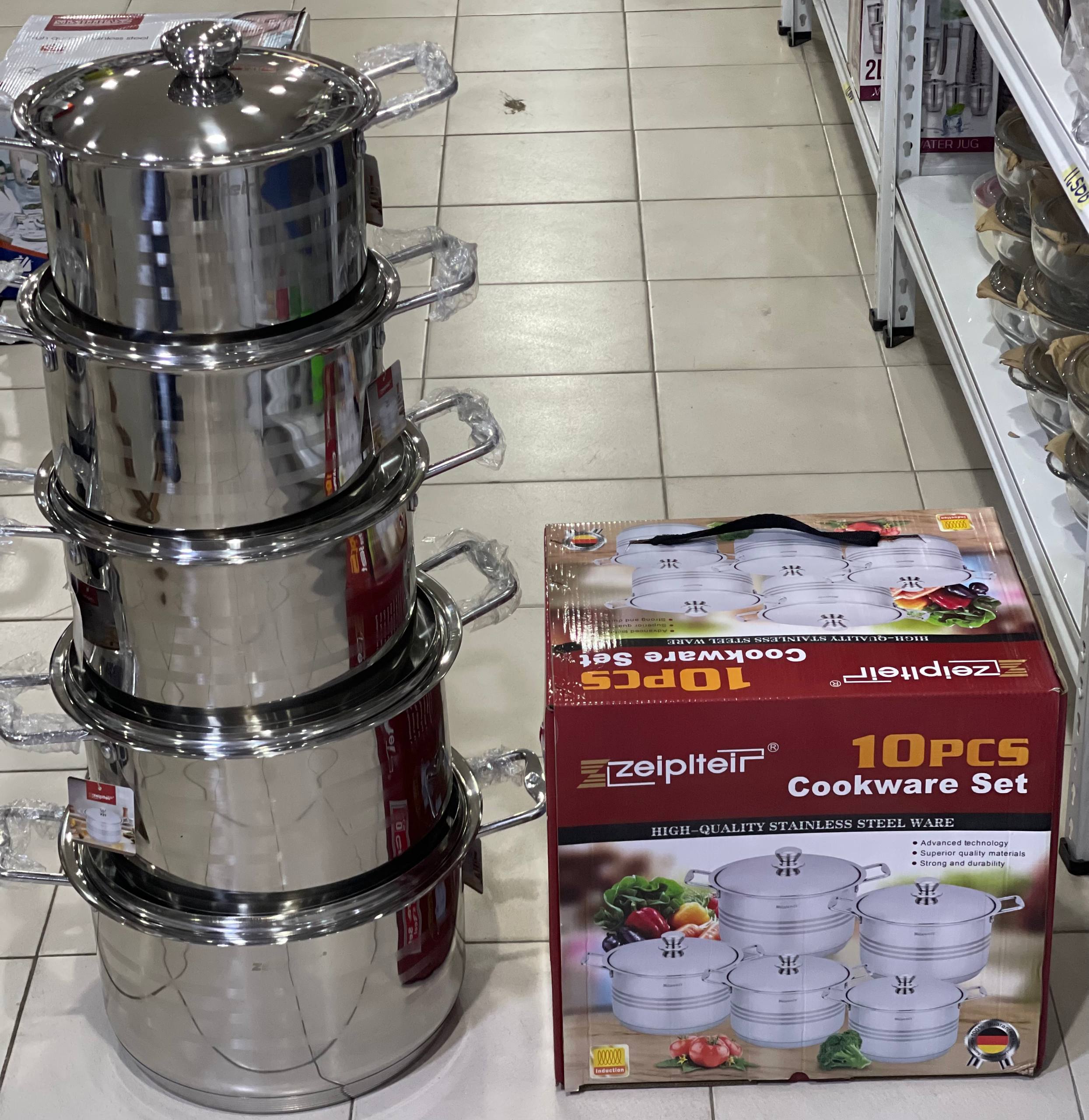 Zeipiteir 10 Pcs High-Quality Stainless Steel Cookware Set
