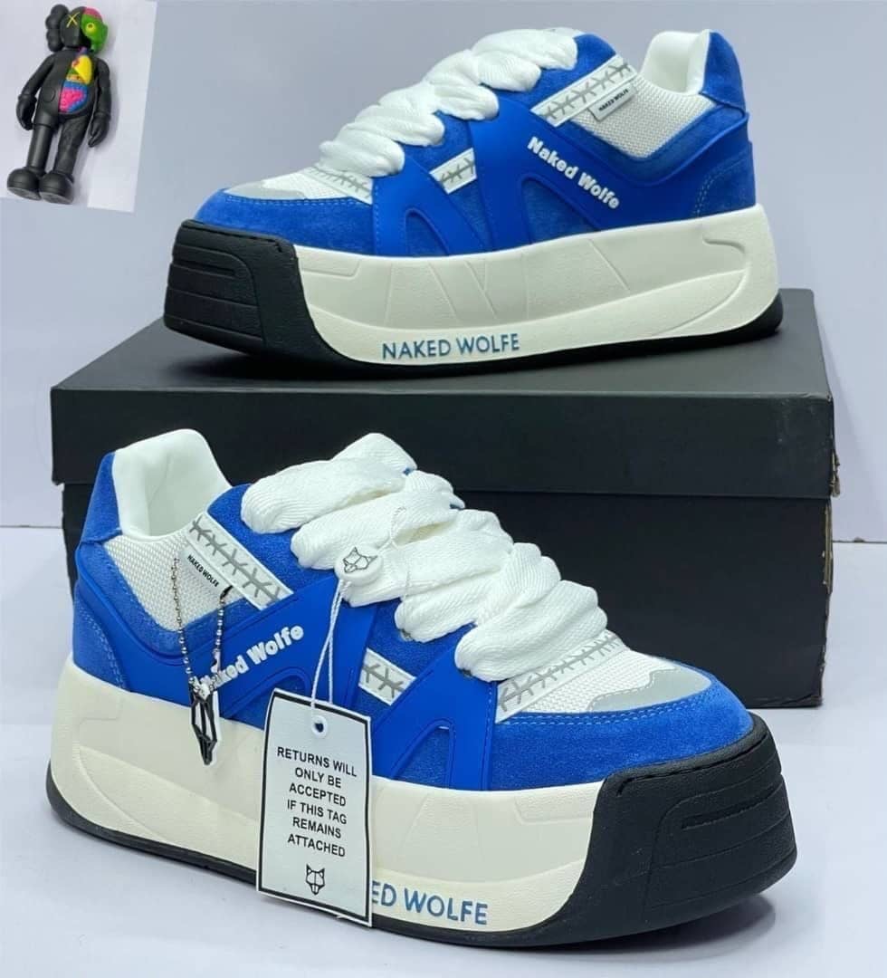 Naked Wolfe Blue & White Platform Sneakers