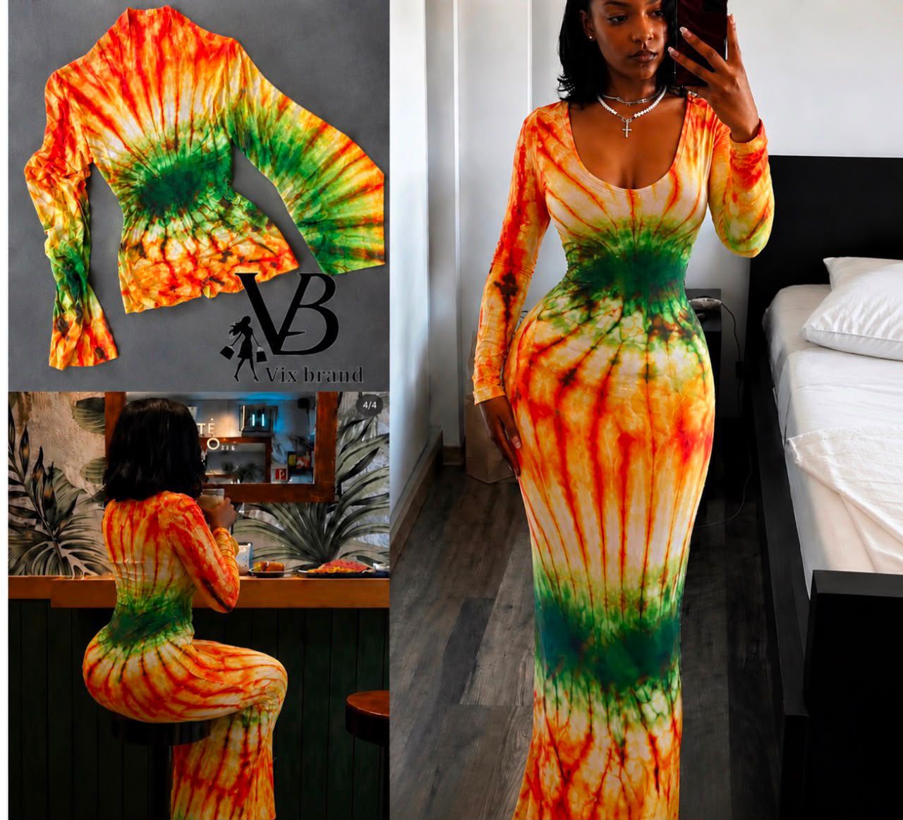 Stunning Tie-Dye Long Sleeve Maxi Dress