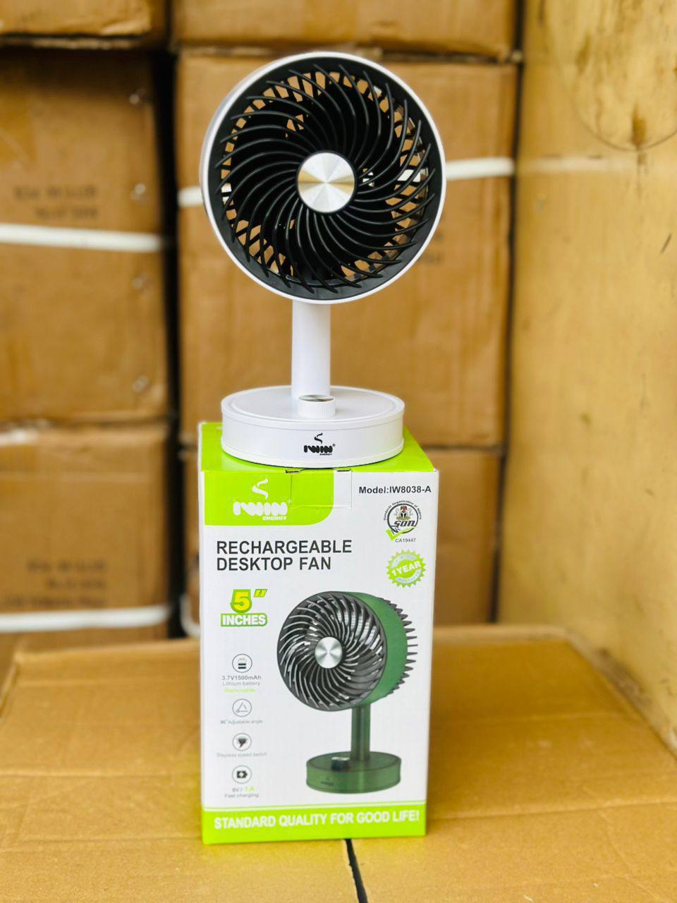 Iwinn Sun 5-inch Rechargeable Desktop Fan IW8038-A