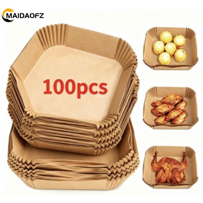 100PCS Air Fryer Disposable Paper Liners Square Airfryer Bak