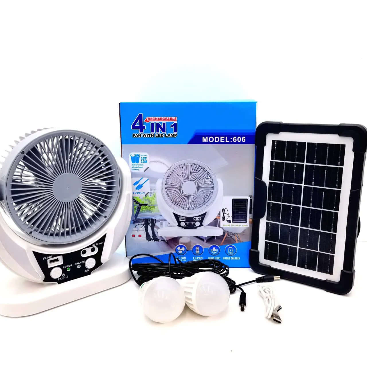 7 inches solar fan with 2 bulbs