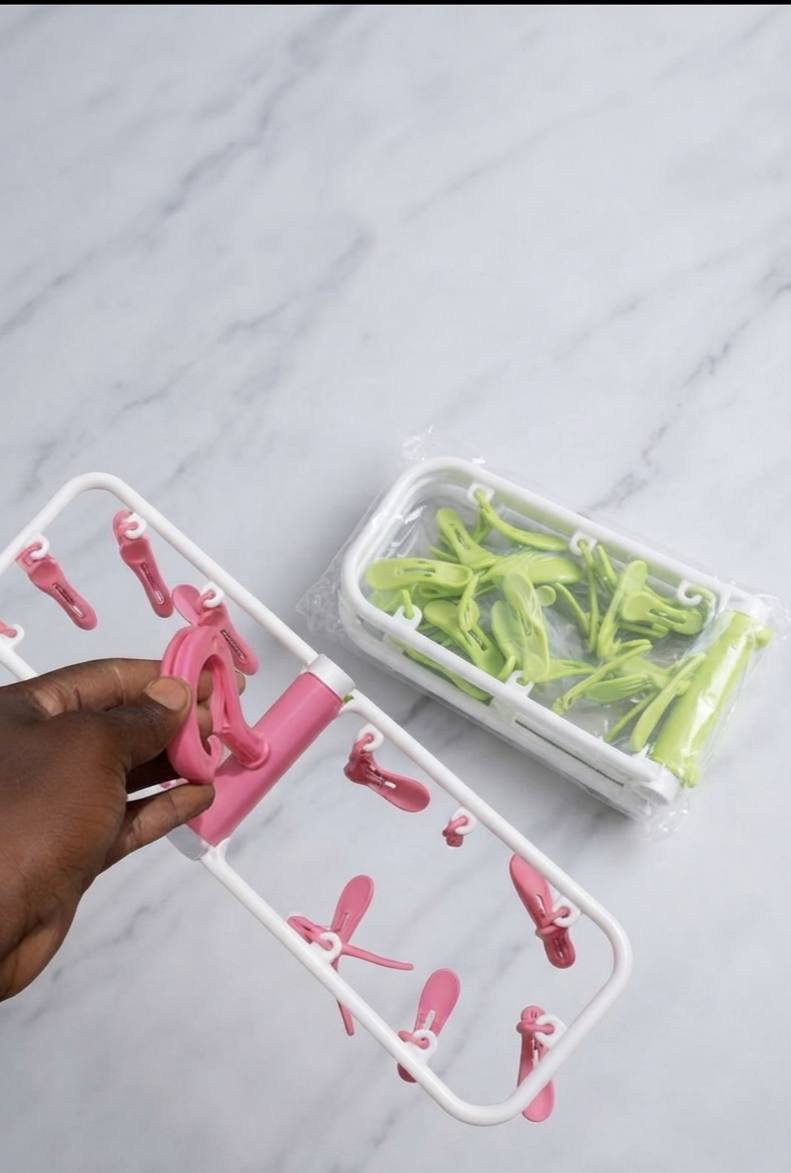 Foldable Mini Clothes Drying Rack with Clips