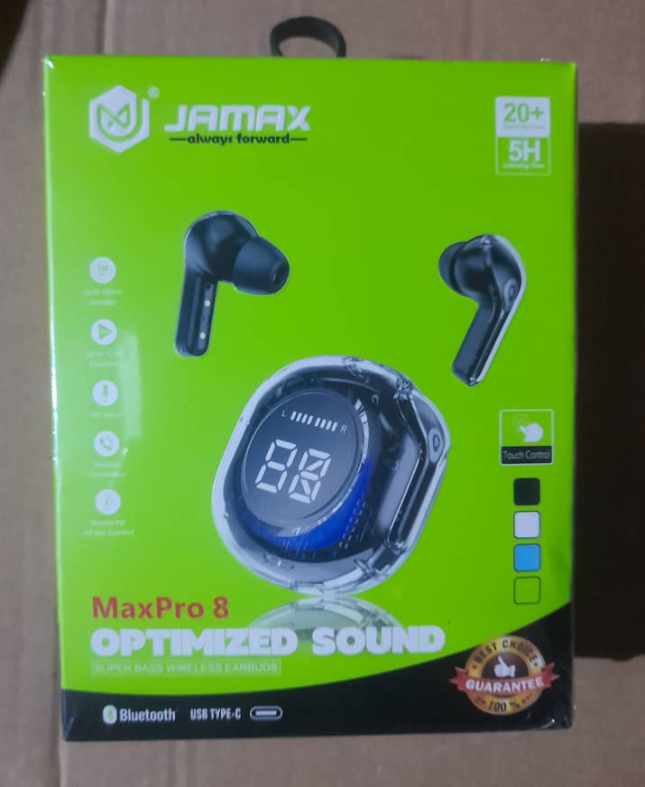 JAMAX MaxPro 8 Wireless Earbuds Super Bass