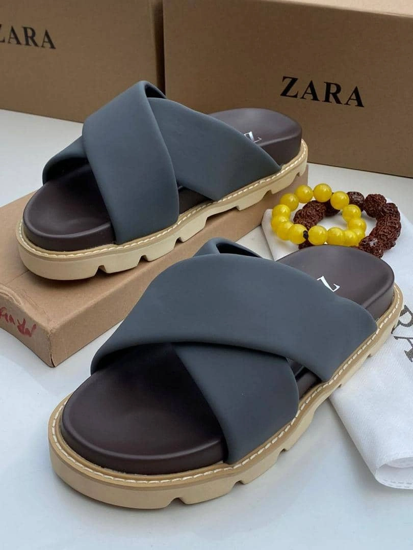 Fully Boxed Stylish Zara Cross-Strap Padded Cushion Slides