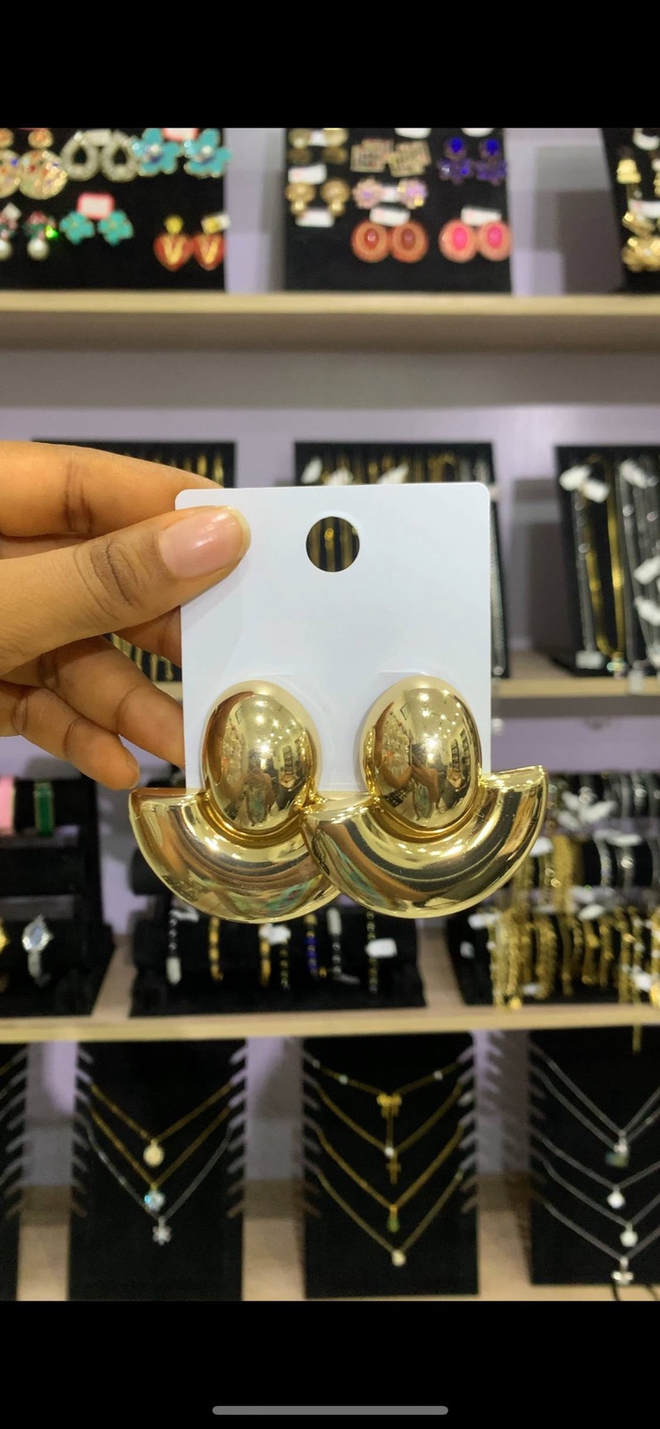 Gold Half-Moon Drop Earrings