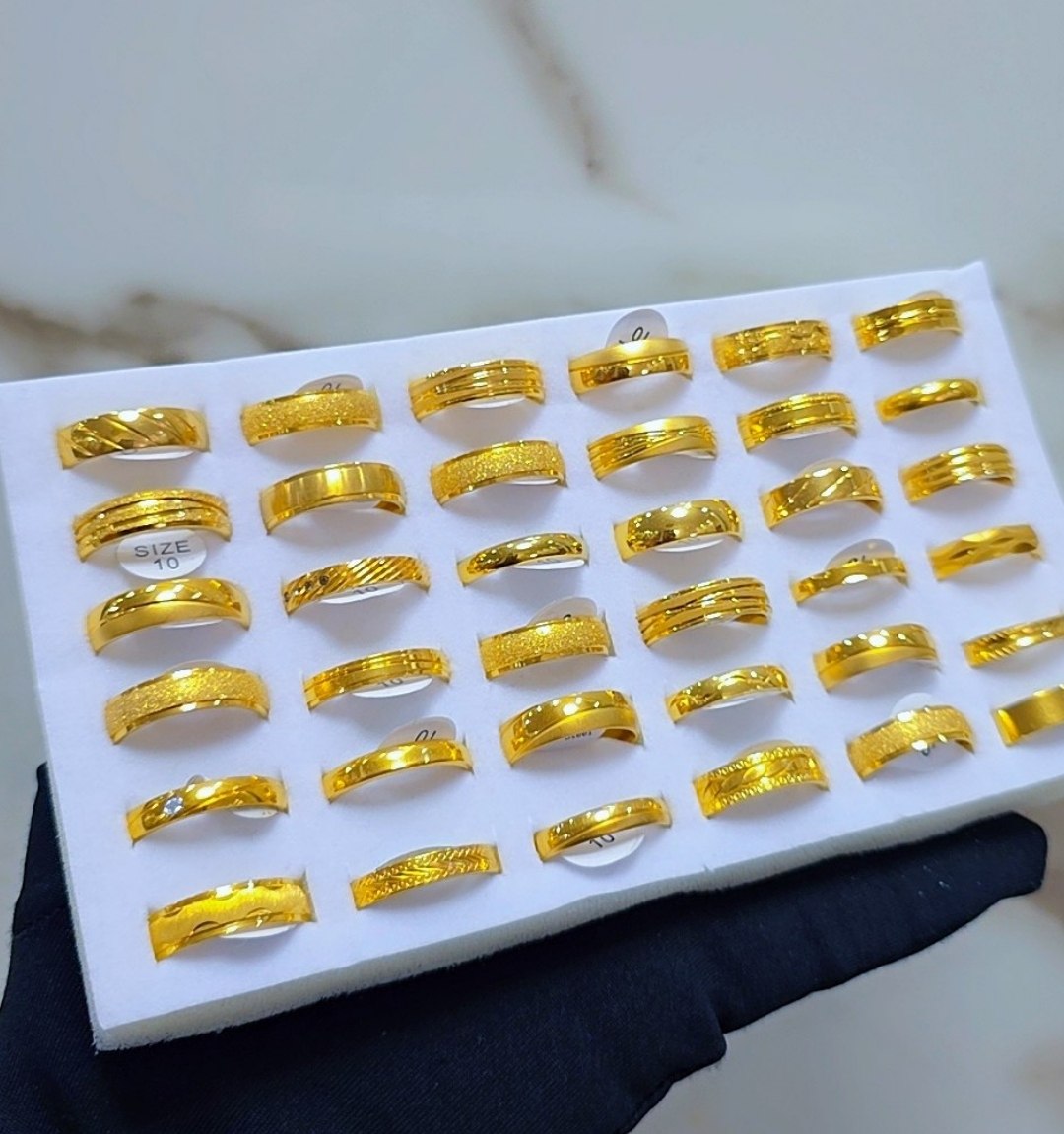 Unisex Gold-Toned Ring Collection, Various Designs