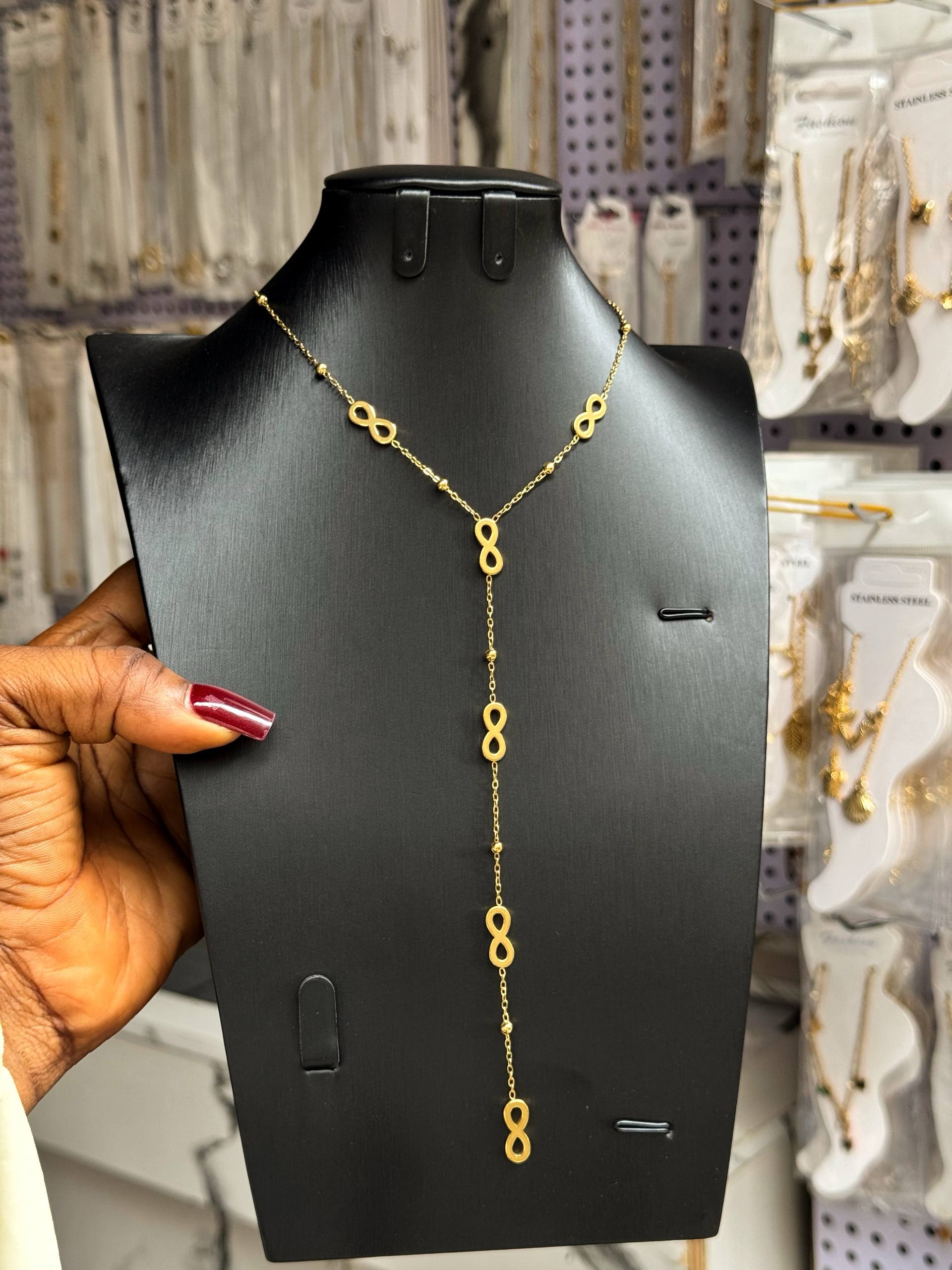 Chic Gold Infinity Dangle Necklace