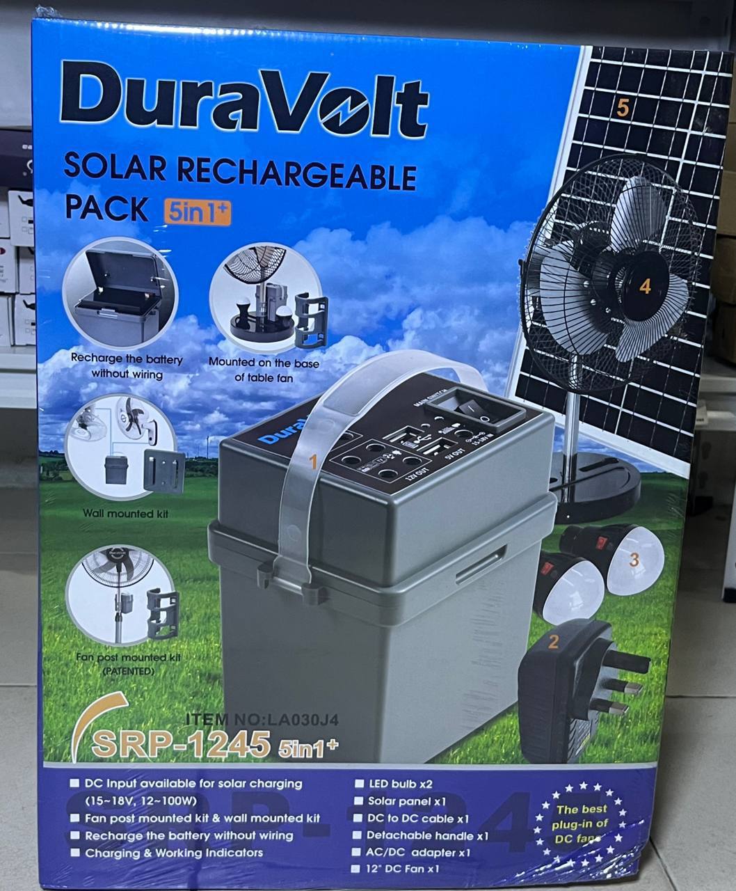 DuraVolt SRP-1245 5in1+ Solar Rechargeable Power Pack