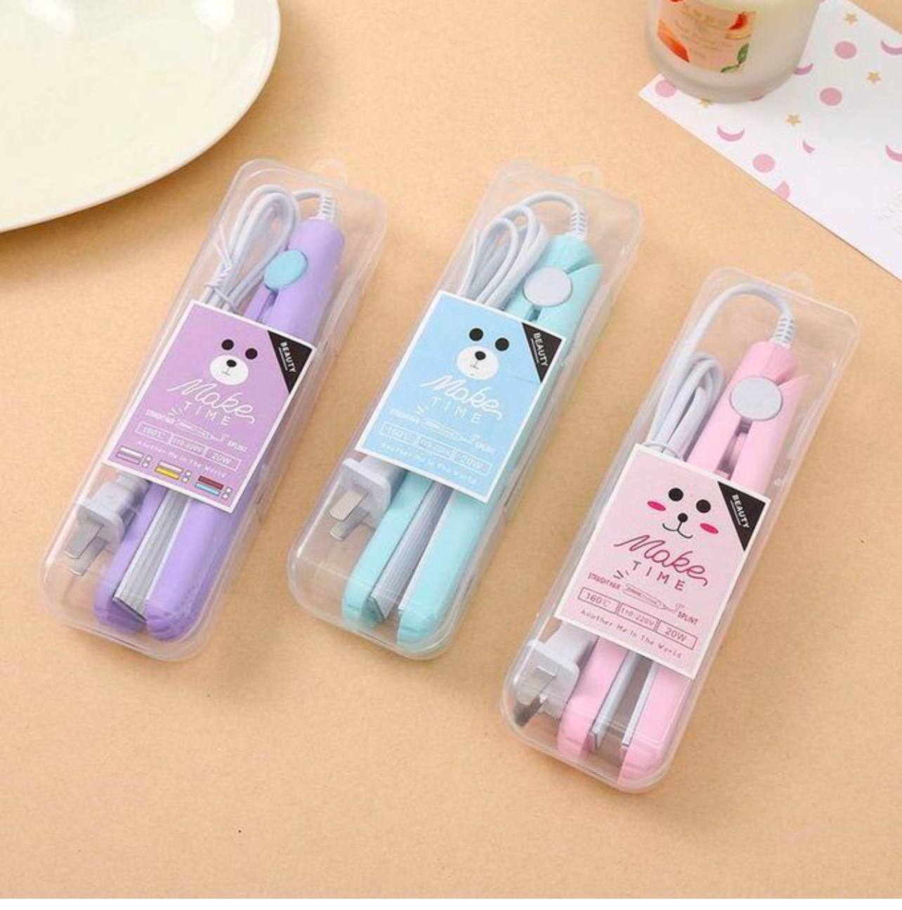 Mini Hair Straightener - Portable 160C (Pink, Blue, Purple)