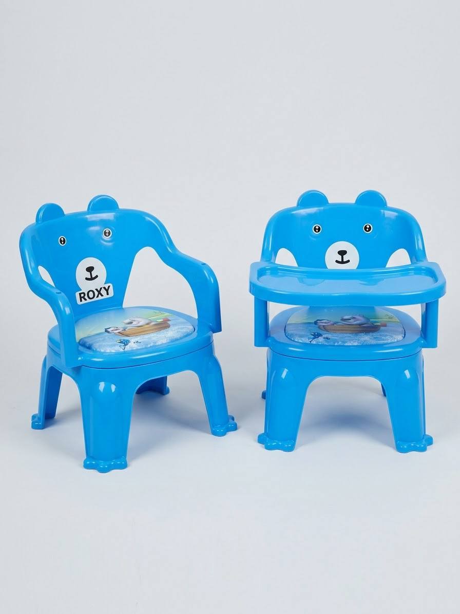 ROXY Blue Bear Baby Chairs with Tray (Set of 2)