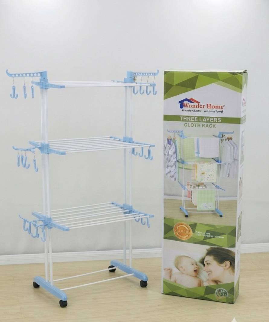 Wonder Home Three Layers Cloth Rack with Wheels