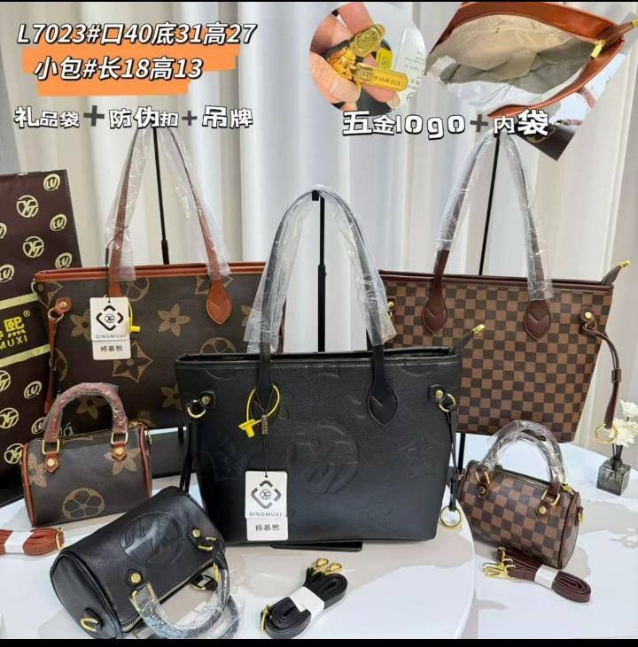 Stylish Handbag Set - Black Embossed & Brown Pattern — Bags — for sale in Oyo